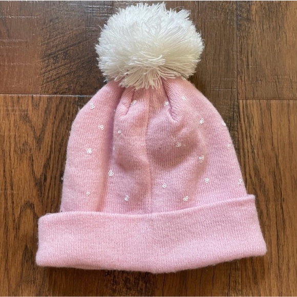 H&M pink & sequins Pom Pom hat, “How About Snow” - Picture 2 of 4